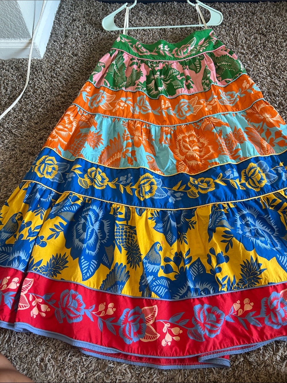 FARM Rio Multicolor Tiered Floral Maxi Skirt 100% Cotton - Picture 2 of 2